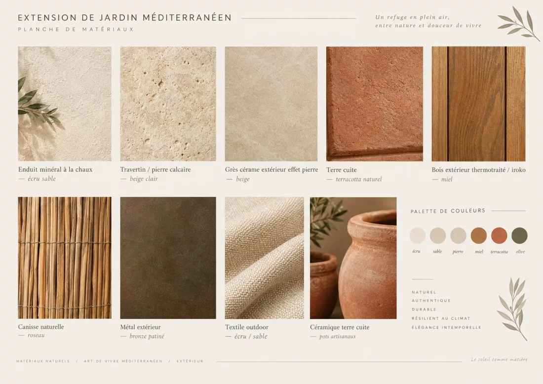 Une palette de matériaux naturels